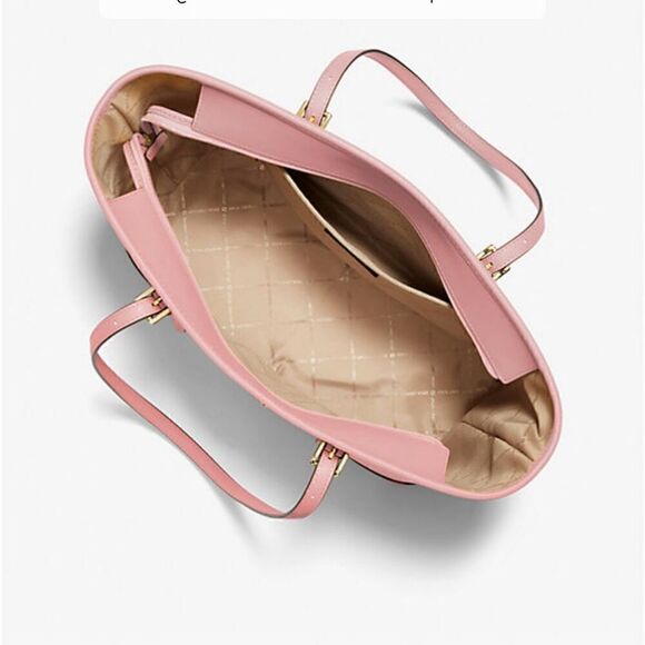 Michael Kors Jet Set Travel Large Saffiano Powder Blush Leather Tote Bag New - Picture 2 of 8